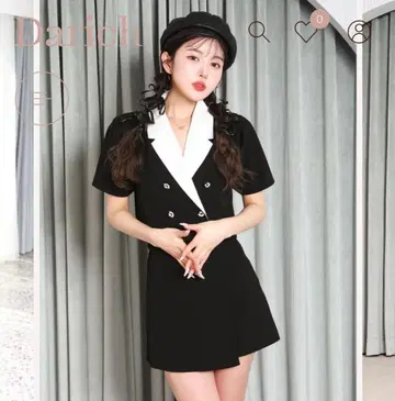 다리치 바이컬러 숏 자켓 블랙