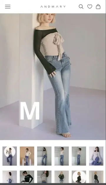 안드마리 Heart hip flare denim M