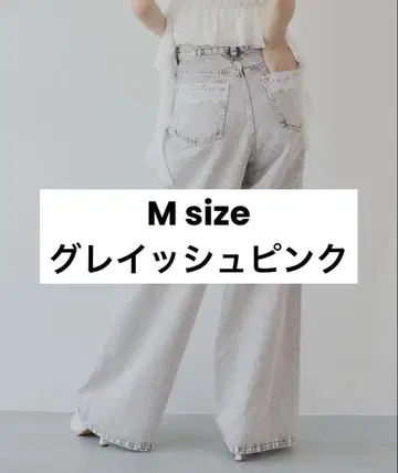 포켓 레이스 와이드 데님 M 핑크