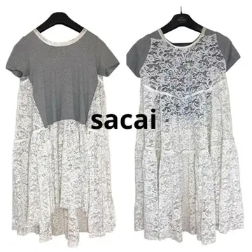 [미사용급] 사카이 sacai 앞뒤 2way 레이스 절개 플레어 원피스