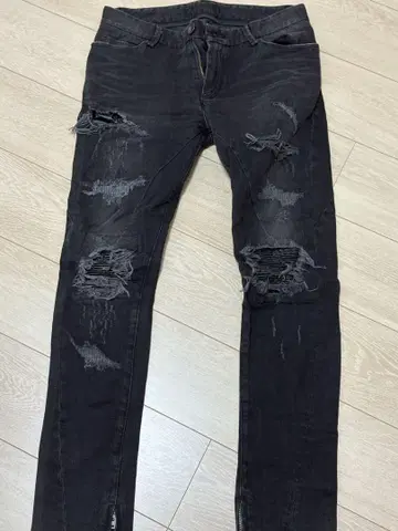 데미지 스키니 데님 블랙