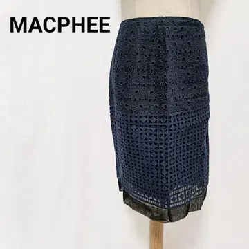 MACAPHEE 맥피 레이스 스커트 꽃무늬 올 패턴 네이비 사이즈 38