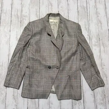 마리온 테일러드 자켓 11 실크 혼방, 울, 실크, 체크, 그레이, 고급