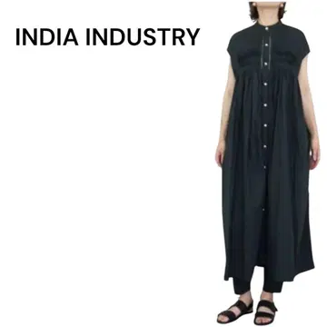INDIA INDUSTRY 핀턱 셔츠 원피스 블랙 사이즈 1