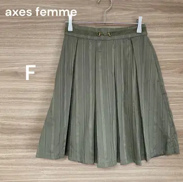 엑시즈팜 [F] 카키 무릎 위 플리츠 스커트 레이스 페미닌