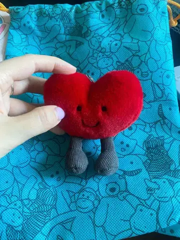 Jellycat 젬리캣 하트 모양 봉제 인형 빨간색