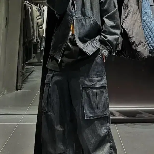 Extons] XP172 Big Wide Balloon Denim Pants (BLUE) on Bunjang