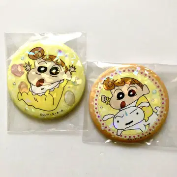 크레용 신짱 해바라기 마쉬멜로우 박스 비밀 캔뱃지 2개 세트