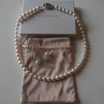 VOTRE COUTURE 펄 목걸이와 귀찌 세트 미사용 새상품