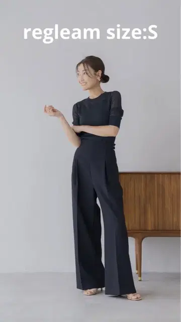 regleam 사이드 벨트 와이드 팬츠