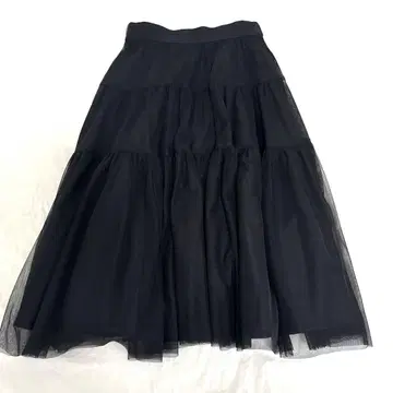 아베닐 에투알 개더 절개 플레어 얇은 명주 스커트 (30 BLACK)