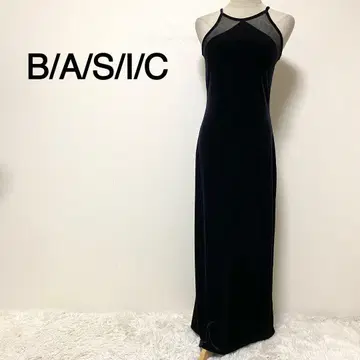 B/A/S/I/C USA 블랙 컬러 코 벨로아 원단 슬리브리스 드레스