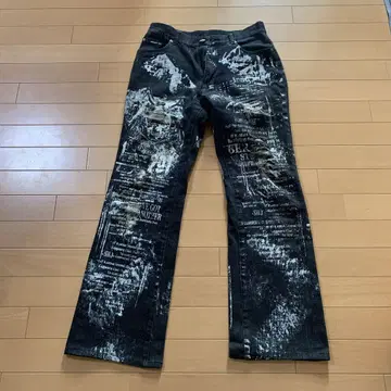 00s archive berning sho 블리치 가공 영문 데님