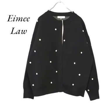 Eimee Law 도트 자카드 로고 테이프 미들 가디건 블랙 에이미 로우