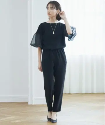 컨디션 최상 아나이 더블 크로스 올인원 오간자 퍼프 소매 허리밴딩 34