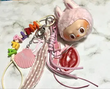 머리 LABUBU 라부부 키링 스트랩 핑크