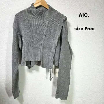 AIC. 샷 길이 비대칭 니트 그레이 Free