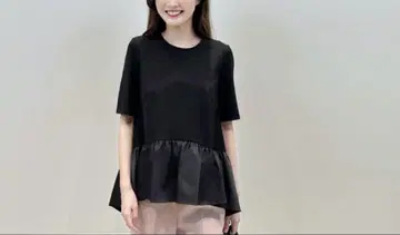 아베닐 에투알 이소재 절개 페플럼 티셔츠