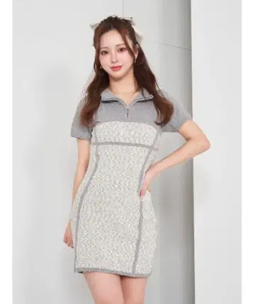라인 슬라브 니트 미니 원피스 다리치 Darich