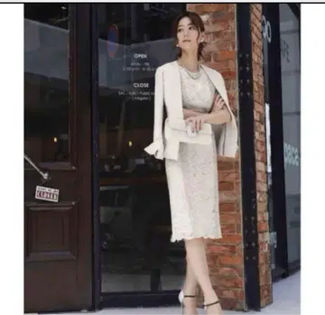 레이시 원피스 셋업 수트 S 그레이지