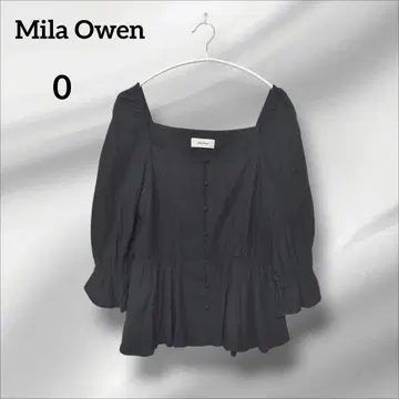 미라 오웬 긴팔 스퀘어 넥 셔츠 블라우스 블랙 0