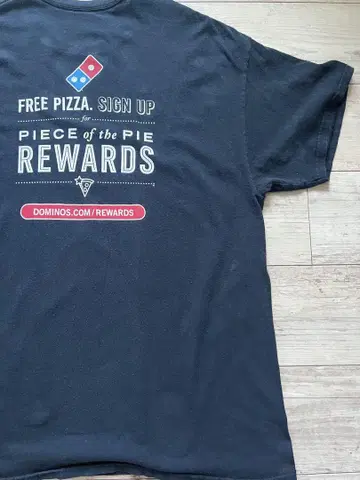 도미노 피자 패스트푸드 체인 기업 로고 PIZZA 백 프린트 반팔 티셔츠