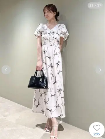 정품 snidel 리본 프린트 원피스 핑크 PBG