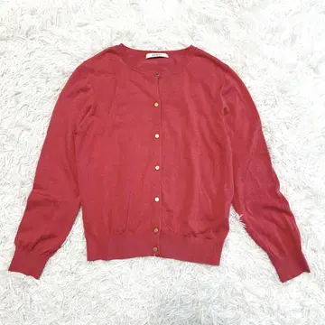 ANAYI 아나이 코튼 실크 골드 버튼 가디건 코랄 핑크 M