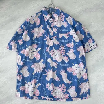 SUNSURF 선서프 리버스 프린트 하프 버튼 알로하 L 사이즈