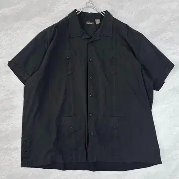 Cafe Luna 오버 사이즈 쿠바 셔츠 블랙 3XL 사이즈