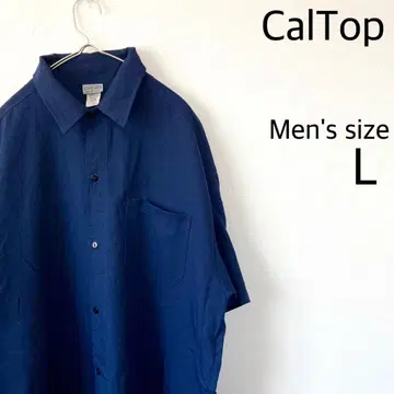 CalTop 네이비 반팔 워크 셔츠 L 사이즈 미국제