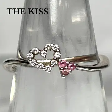THE KISS 실버 반지 더블 하트 모티브 스톤