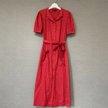 에네스베 agnis b. 허리 리본 포함 셔츠 원피스 S 빨간색