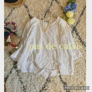 파드칼레 레이스 모티브 린넨 혼방 디자인 블라우스 36