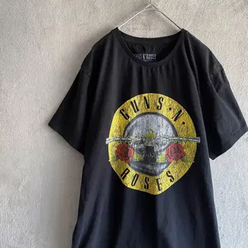 GUNS N' ROSES 밴딩 티셔츠 로고 프린트 M 블랙
