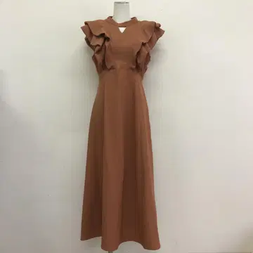 택 포함 마제스틱 프론트 오픈 프릴 원피스 오렌지 M