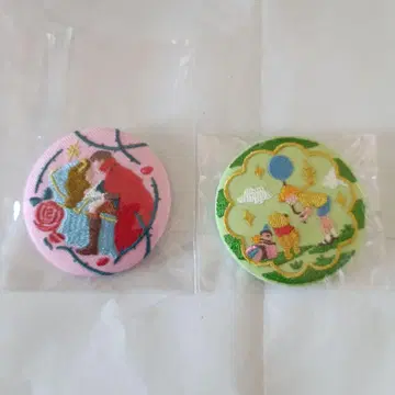 디즈니 자수 캔뱃지 푸우 오로라 2개 세트