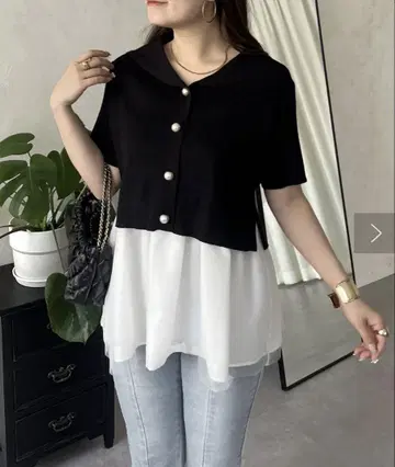 세일러 카라 니트 가디건 L