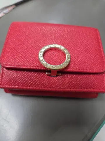 BULGARI 가죽 3단 폴더형 지갑 레드