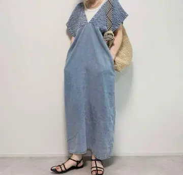시마무라 데님 셔링 원피스 L 사이즈