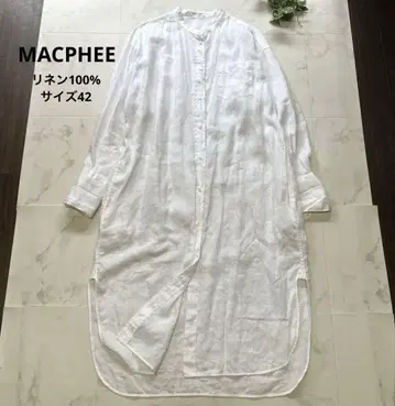 새상품급 맥피 투모로우랜드 린넨 100% 밴드 카라 셔츠 원피스