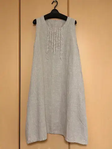 타카시로 센코 blue in green 린넨 100% 슬리브리스 원피스