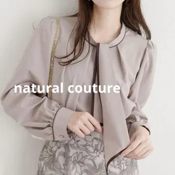 natural couture 배색 보타이 2WAY 블라우스 핑크 베이지