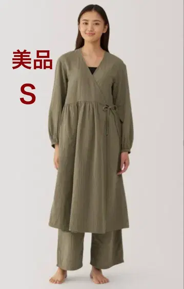 무인양품 부드러운 거즈 롱 가디건 S 사이즈 카키 그린