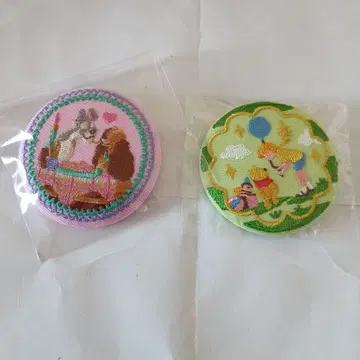 디즈니 자수 캔뱃지 푸우 강아지 이야기 2개 세트