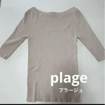 plage 보트넥 리브 니트 5부 소매 상의 반팔 플라주