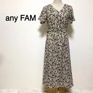 any FAM 베이지 컬러 꽃무늬 프릴 디자인 원피스
