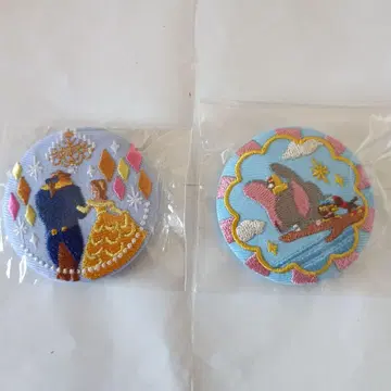 디즈니 자수 캔뱃지 벨 덤보 2개 세트