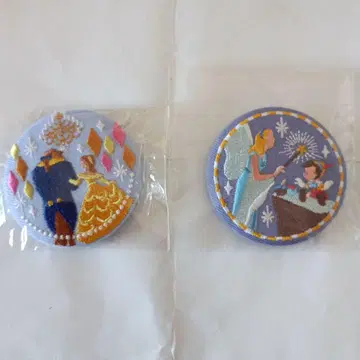 디즈니 자수 캔뱃지 벨 피노키오 2개 세트