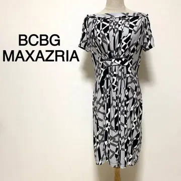 BCBG MAXAZRIA 올 패턴 개더 반팔 원피스